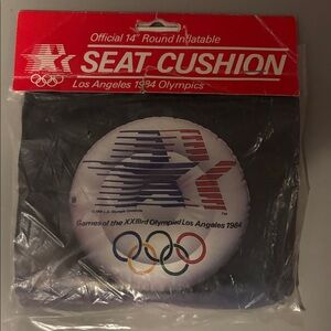 1984 Los Angeles Olympics inflatable seat cushion. New in packaging